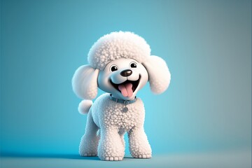 Cute cartoon white Poodle dog in a Pixar style