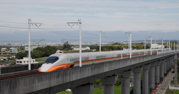 Taiwan High Speed Rail travel though the countryside in Taiwan