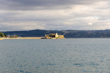 Obraz premium Panoramic view of the San Antón castle (16th century), in the city of A Coruña. Galicia, Spain.
