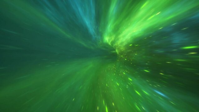 Hyper speed space travel concept. Warp tunnel wormhole moving in hyperspace