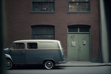 A mysterious van parked at night. Made with Generative AI.	