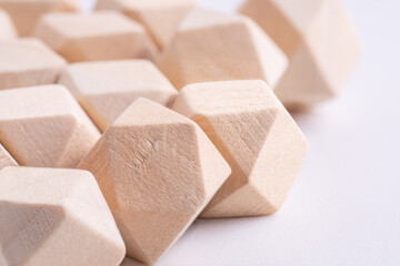 Wooden blocks on white background. Abstract Background.