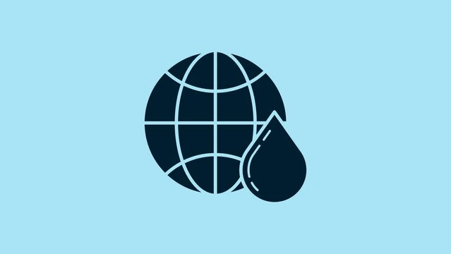 Blue Honeycomb map of the world icon isolated on blue background. World bee day. Concept ecological event. 4K Video motion graphic animation