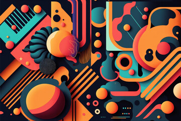geometrical retrofuturistic afrofuturistic abstract pattern background,  new quality universal colorful joyful holiday stock image illustration design