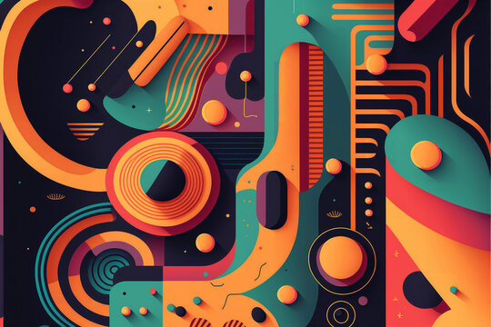 geometrical retrofuturistic afrofuturistic abstract pattern background,  new quality universal colorful joyful holiday stock image illustration design