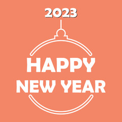 2023 New year postcard. Christmas tree decoration. Linear vector icon