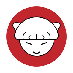 Cartoon cute face. anime character. funny minimalistic linear image