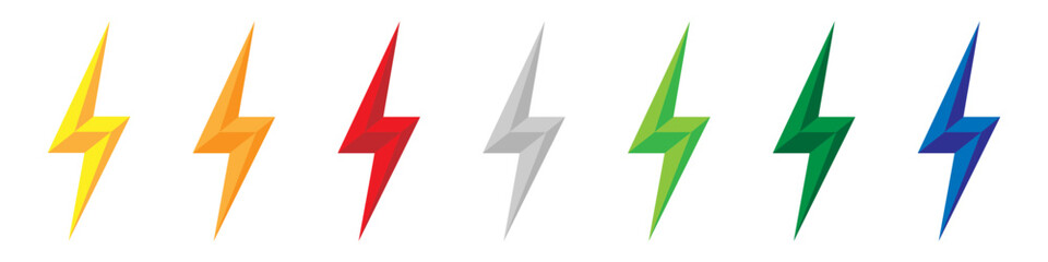 Lightning bolt icon. different colors of lightning bolt.