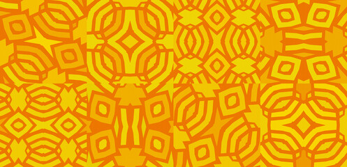 Patchwork of textured African patterns, orange and golden yellow colors, high definition (HD format), illustration