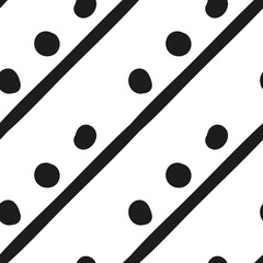 seamless abstract hand drawn pattern with lines and dots