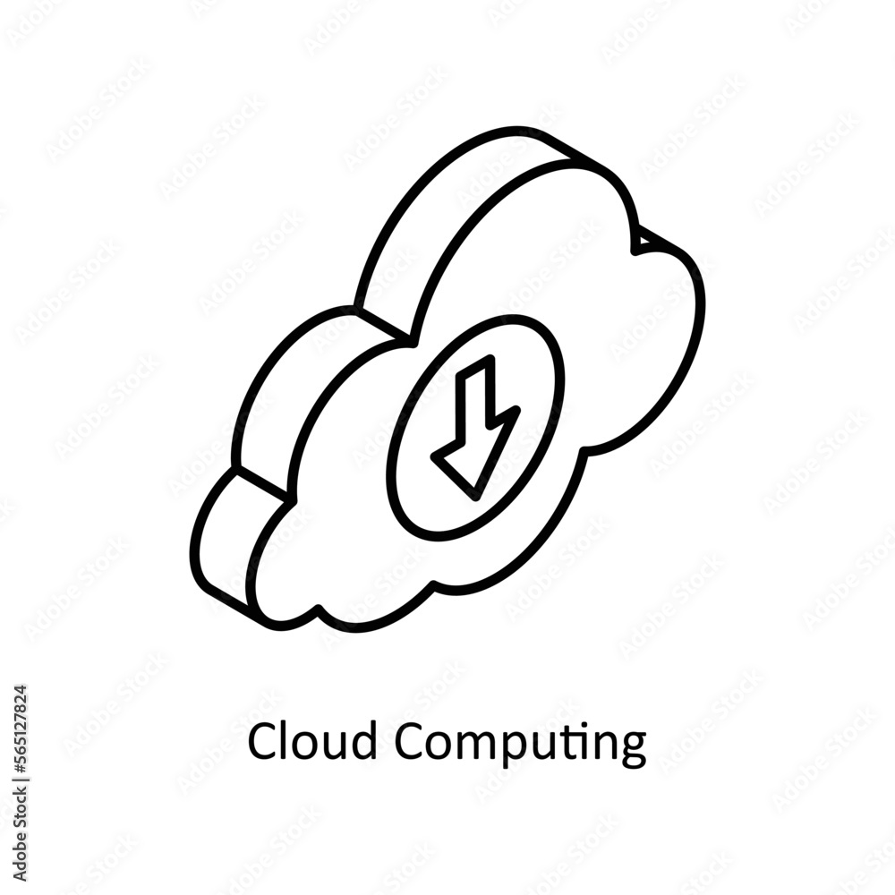 Poster cloud computing vector isometric outline icon for your digital or print projects.