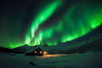 Magical and mystical northern lights. Aurora Borealis.	 - obrazy, fototapety, plakaty