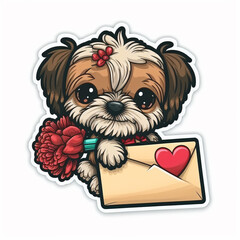 puppy with heart congratulations postcard