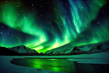 Magical and mystical northern lights. Aurora Borealis.	 - obrazy, fototapety, plakaty