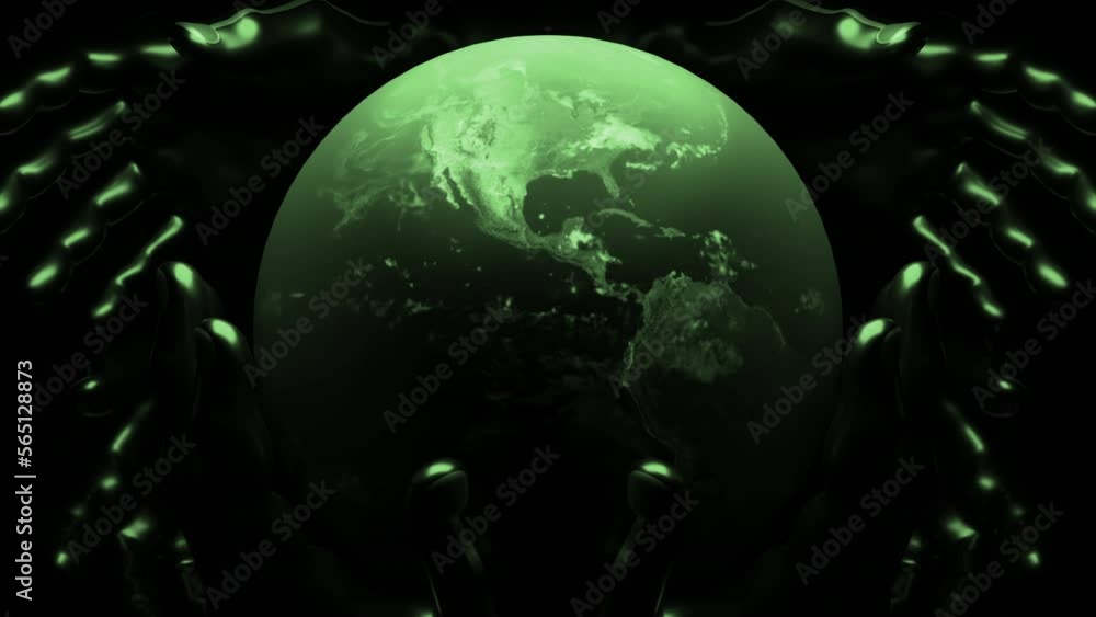 Poster black background with green and yellow patterns. design. the illuminated planet earth made in abstra