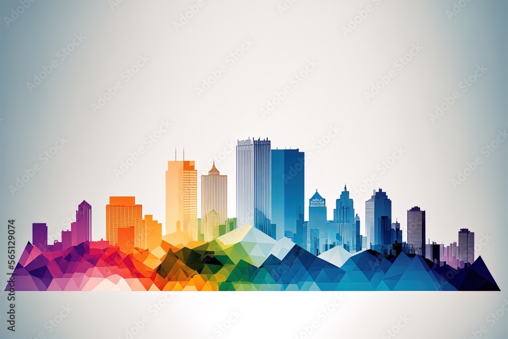Poster cityscape of edmonton in translucent layers with gradient landmarks generative ai
