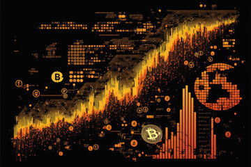 Digital asset market trends. Bitcoin graphics. Crypto traiding.