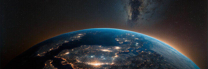 Fototapeta na wymiar View of the Earth from space, [Generative AI]