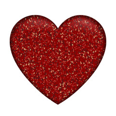 Design element, textural red heart, 3D effect.