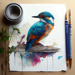 Bird of the Brazilian fauna made in watercolor created by AI