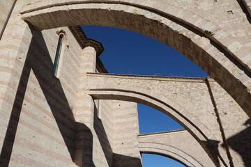 Basilica Santa Chiara Archway in Assisi, Umbria Italy