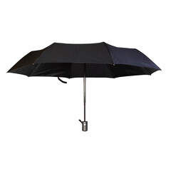 Black open umbrella isolated on transparent background