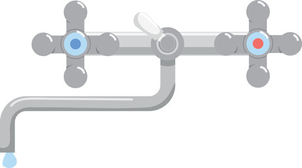 Cold and hot water tap. Cartoon valve icon
