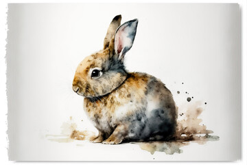 portrait of an bunny in aquarelle style, ai generated