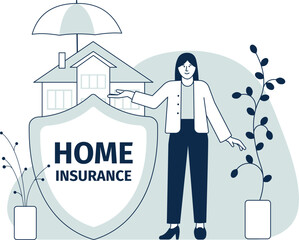 Home insurance contract. Property protection agreement concept
