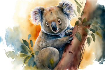 Portrait Koala Bear Aquarelle Style