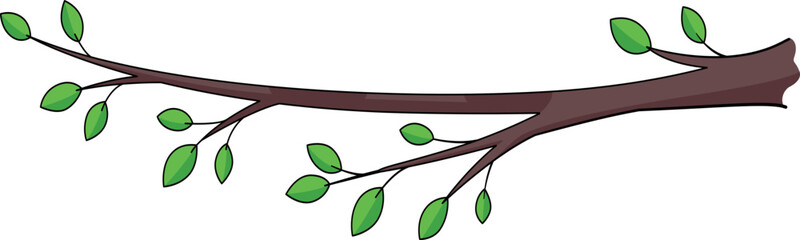 Tree leaves brunch. Cartoon forest nature symbol