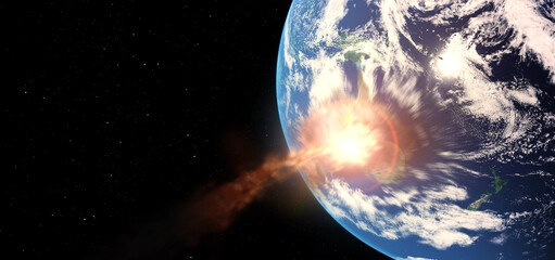 Asteroid Collision with Earth creating a large explosion