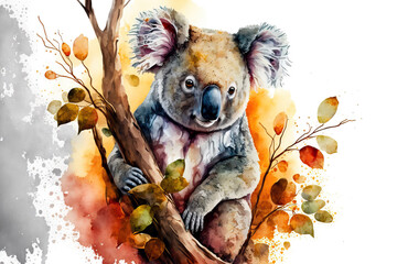 Portrait Koala Bear Aquarelle Style