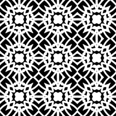 Vector pattern in geometric ornamental style. Black and white color.Seamless repeat pattern.Simple geo all over print block for apparel textile, ladies dress, fashion garment, digital wall paper.