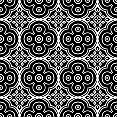 Obraz na płótnie Canvas Vector pattern in geometric ornamental style. Black and white color.Seamless repeat pattern.Simple geo all over print block for apparel textile, ladies dress, fashion garment, digital wall paper.