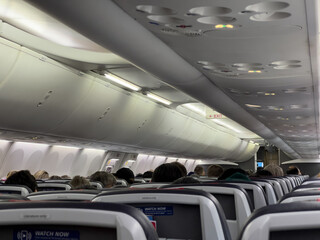 Airplane inside passenger seats