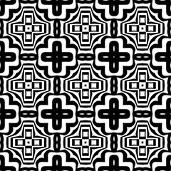 Vector pattern in geometric ornamental style. Black and white color.Seamless repeat pattern.Simple geo all over print block for apparel textile, ladies dress, fashion garment, digital wall paper.