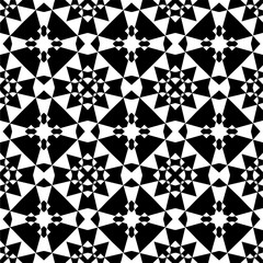 Vector pattern in geometric ornamental style. Black and white color.Seamless repeat pattern.Simple geo all over print block for apparel textile, ladies dress, fashion garment, digital wall paper.