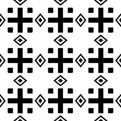 Vector pattern in geometric ornamental style. Black and white color.Seamless repeat pattern.Simple geo all over print block for apparel textile, ladies dress, fashion garment, digital wall paper.