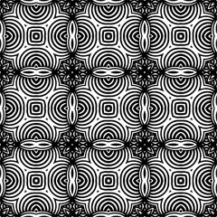 Vector pattern in geometric ornamental style. Black and white color.Seamless repeat pattern.Simple geo all over print block for apparel textile, ladies dress, fashion garment, digital wall paper.