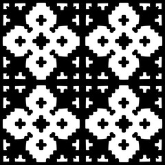 Vector pattern in geometric ornamental style. Black and white color.Seamless repeat pattern.Simple geo all over print block for apparel textile, ladies dress, fashion garment, digital wall paper.