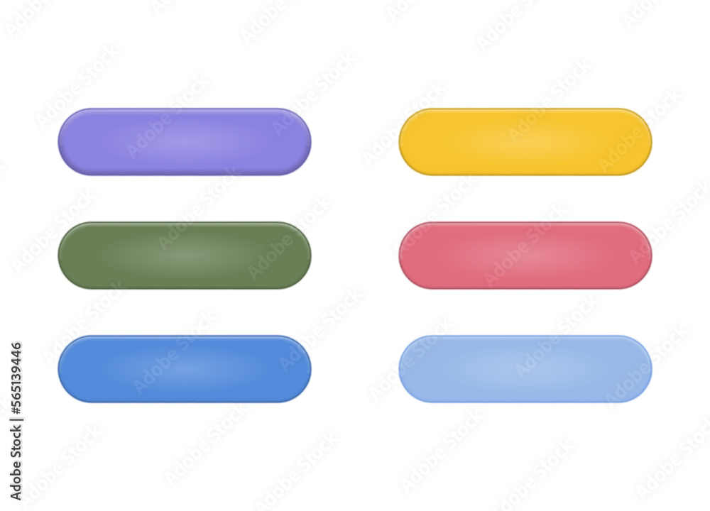 Aufkleber set of cute colored 3d matte buttons for web design. 3d realistic design element. vector illustratio