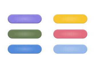 Set of cute colored 3d matte buttons for web design. 3d realistic design element. Vector illustration. 
