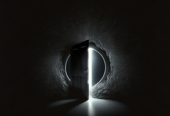 Unveiling the Mysterious Glow: An AI-Generated Render of Dark Contrasts and Bright Radiance