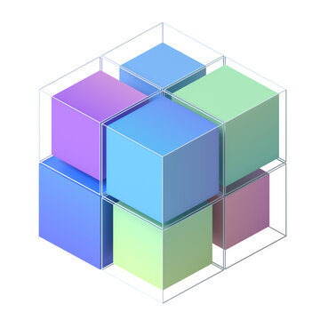 Colorful cubes, 3d render	