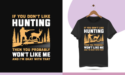 Hunting T-shirt Design Template. Eye Catching best colorful unique Design For Hunting shirts, mugs, pillows, and bags.