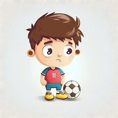  a cartoon boy with a soccer ball on a white background illustration by alex krawczyzka for the new york times magazine, march 2013 issue, the new york times,.  generative ai - obrazy, fototapety, plakaty
