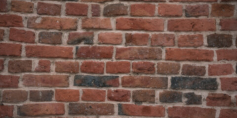 Defocused red brick wall background outdoor panoramic view.