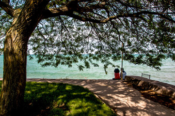 Chicago Michigan Lake Shaded Couple