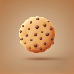 3d illustration of a cookie in brown background generative ai